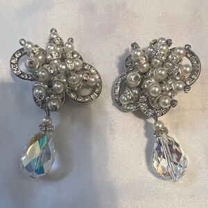 Rhinestone and Crystal clip on Earrings